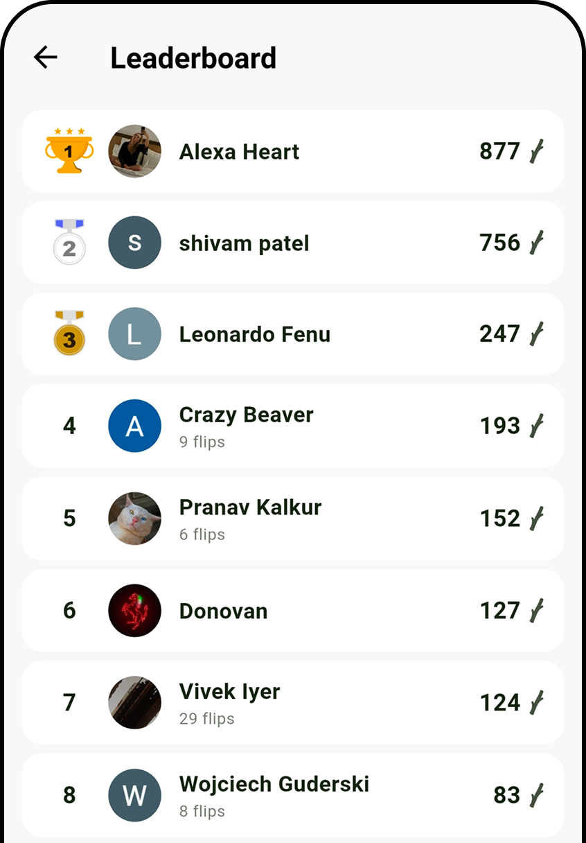Beave leaderboard screen
