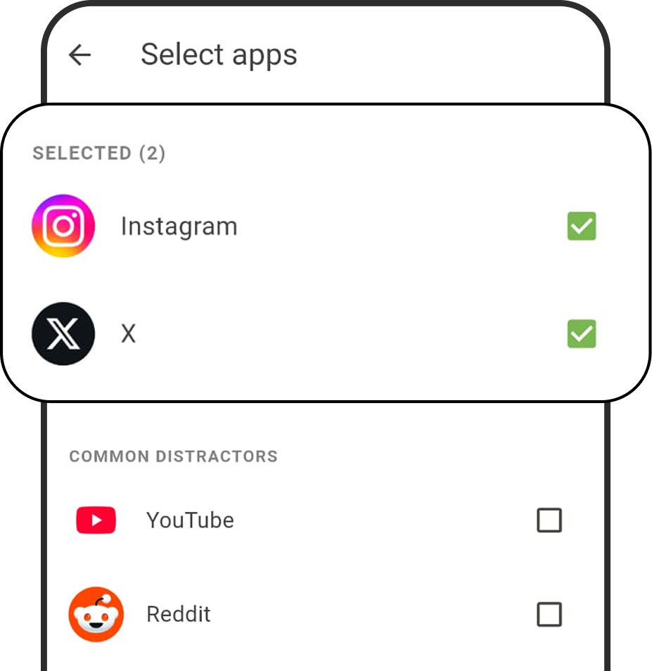 Beave app blocker screen showing selected apps